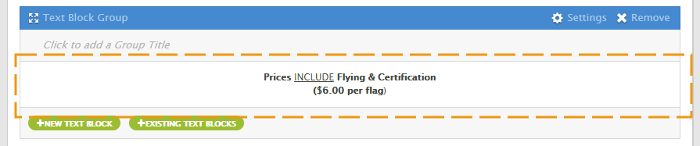 Flying Fee Pricing Text Block