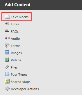 Content editor Text Block link